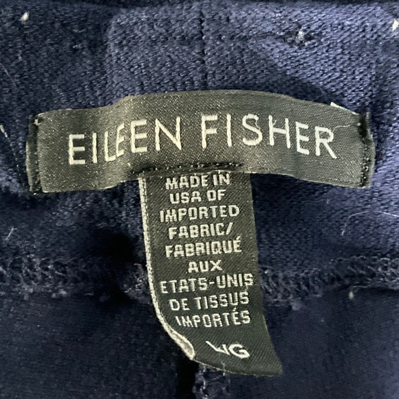 Eileen Fisher Navy Blue Ponte Knit Pull On Ankle Pants Sz L Minimalist Travel - Picture 3 of 13